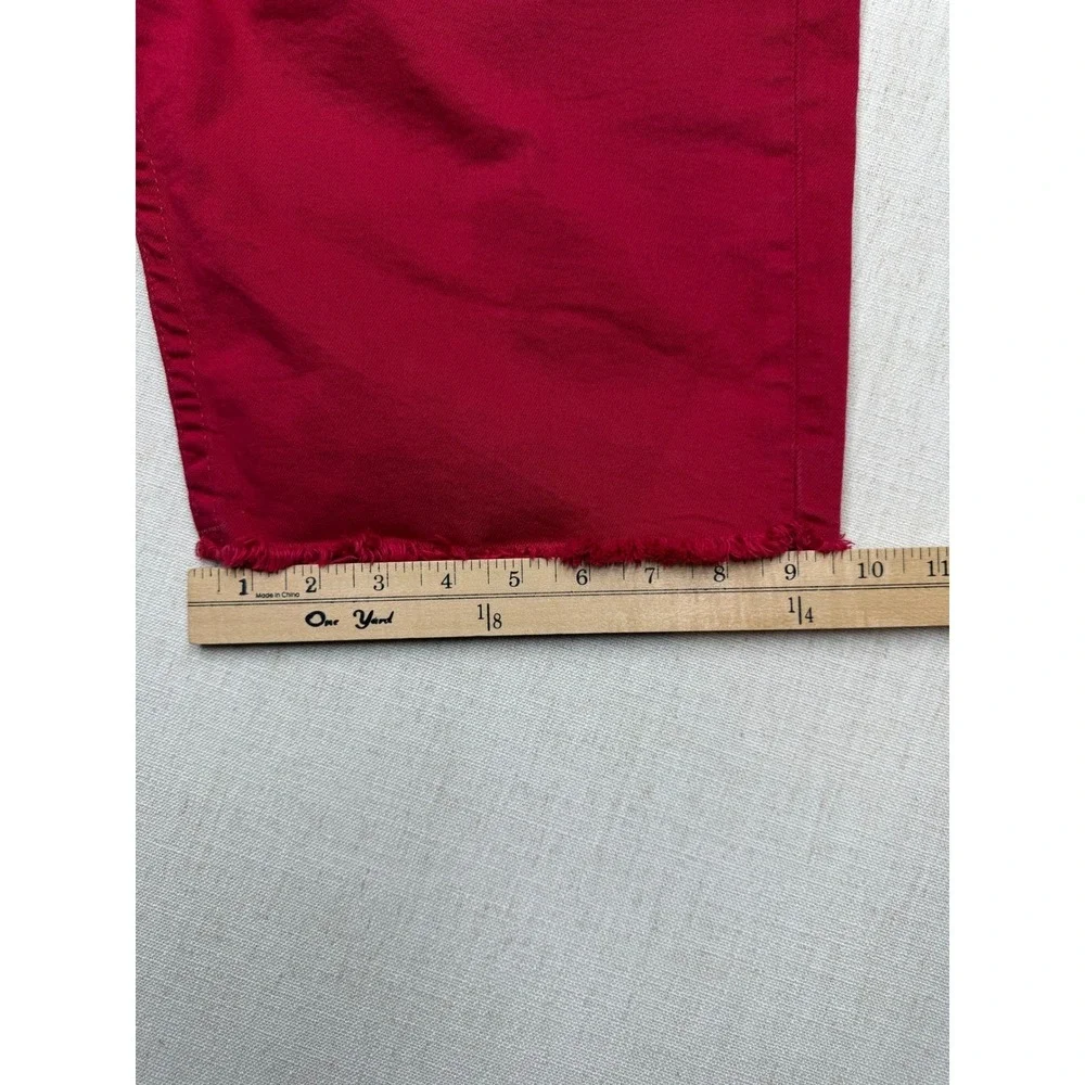 True Religion Ricky Flap Red Relaxed Straight Denim Shorts Mens 42 Raw Hem